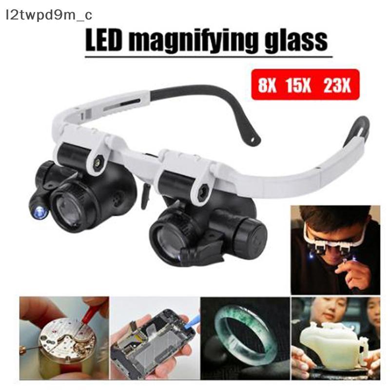 COD Headband Kính lúp với ánh sáng LED 8x 15x 23X thợ đồng hồ jeweler Loupe mới