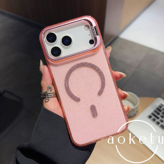 Ốp điện thoại từ tính giá đỡ ống kính lấp lánh sang trọng phù hợp cho iPhone 13 14 15 16 17 Pro max trong suốt tất cả các ốp lưng chống rơi