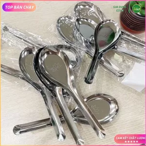 Thìa phở inox hoa sen - Thìa inox dài 15cm cao cấp