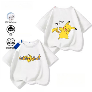 COD✅ (Hồ Chí Minh)DREAMY BABY Áo thun trẻ em bằng cotton，Hình Pikachu Pokémon cho bé trai，Sử dụng vải cotton thật。