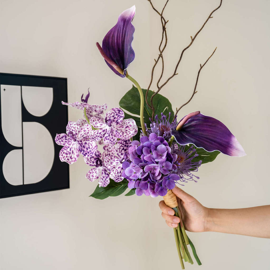 hoa giả trang trí nhà cửa hoa diên vĩ pu cao cấp decor phòng khách sang trọng bộ hoa nghệ thuật đặt bàn ăn phối sẵn đẹp giá rẻ