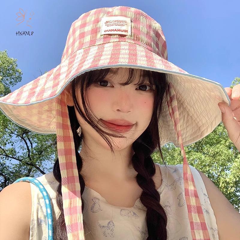 Mũ Bucket Hat Hai Mặt Có Dây Buộc - Phù Hợp Mặc Ngoài Trời Mùa Hè - Màu Sắc Tương Contrast Ngọt Ngào