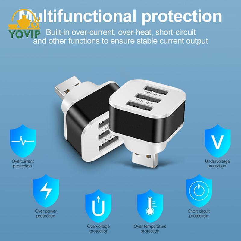 Bộ mở rộng sạc USB ô tô YOVIP 2.0 Bộ chia USB mở rộng 3 cổng có đèn báo cắm và chạy 3 trong 1 cho điện thoại thông minh Hub VN