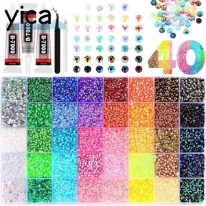 Bộ hạt đá nhân tạo YICA nhựa nhiều màu, phù hợp DIY và trang trí quần áo