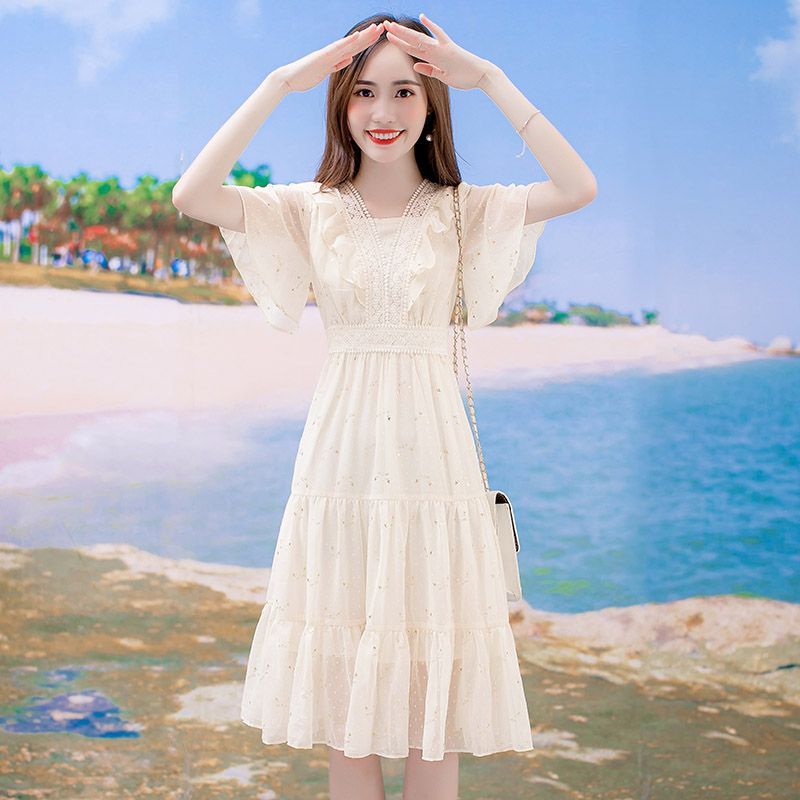 Váy midi Nàng Thơ Cổ Vuông Tay Bồng - Đầm Tiểu Thư Đi Tiệc Xinh Lung Linh