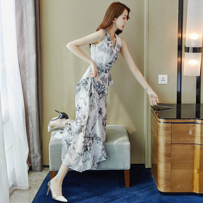 Váy đi biển, váy dài bohemian cho nữ, phong cách mùa hè mới, ôm eo, thắt eo, tôn dáng, váy đi nghỉ mát bên biển.