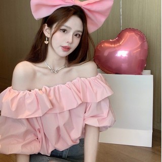 [Sẵn Sàng] Áo Sơ Mi Voan Thời Trang Nữ Cao Cấp Tay Ngắn Gia Vị Cô Gái Cổ Vuông Màu Trơn Pháp Retro Mùa Hè Áo Sơ Mi Tay Ngắn Voan Vai
