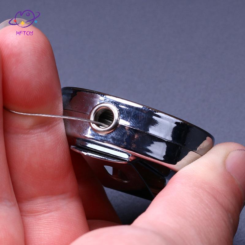 HFTOY Dây kim loại có thể thu vào Móc khóa kéo Huy hiệu Cuộn dây ID Thẻ tên Huy hiệu thẻ Dễ dàng kéo Dây Bule Vòng chìa khóa đàn hồi ~