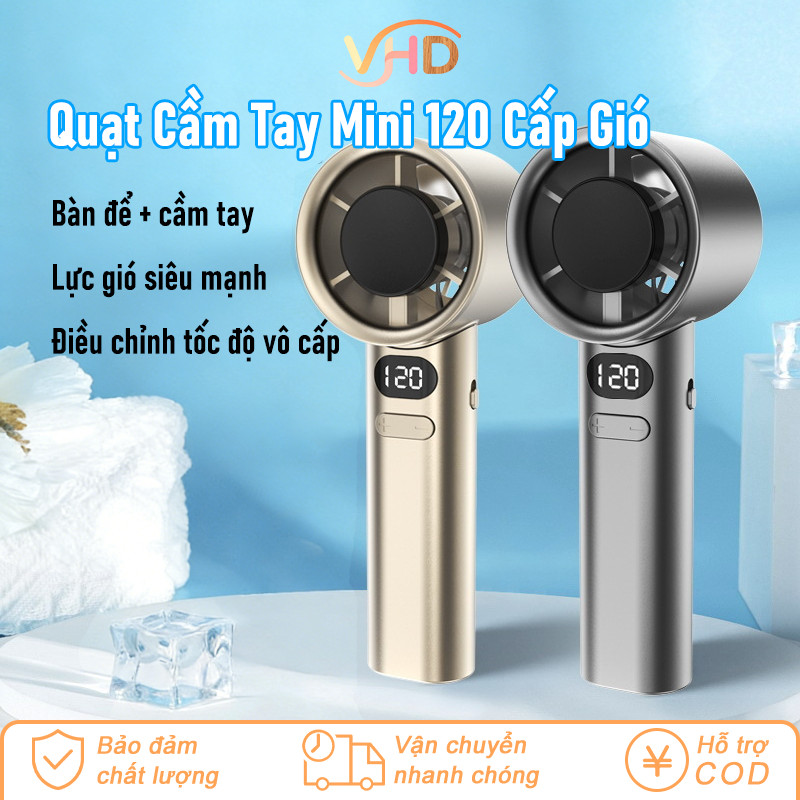 Quạt Cầm Tay Mini Làm Mát Nhanh - 120 Cấp Độ Gió, Dung Lượng Pin 3600mAh, Hỗ Trợ Sạc Nhanh