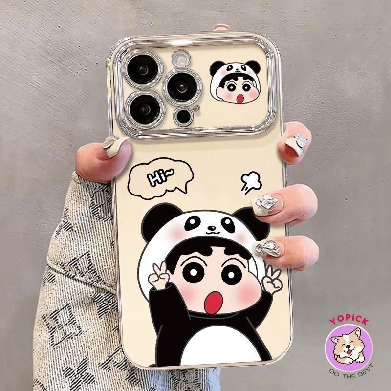 Ốp điện thoại hình chú gấu trúc dễ thương cho iphone17 16 15pro ốp cửa sổ lớn 14 13 12 11 7Plus X XS Xsmax siêu đẹp và độc đáo Vỏ ống kính trọn gói DDSC