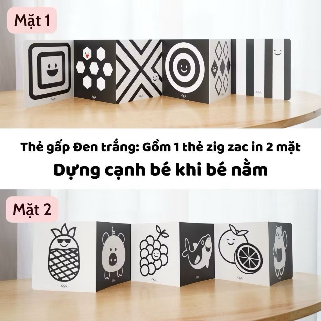 Thẻ Kích Thích Thị Giác Cho Bé In 2 Mặt DouDou (0 - 12M+) A24 Hỗ Trợ Bé Nhận Biết Màu Sắc