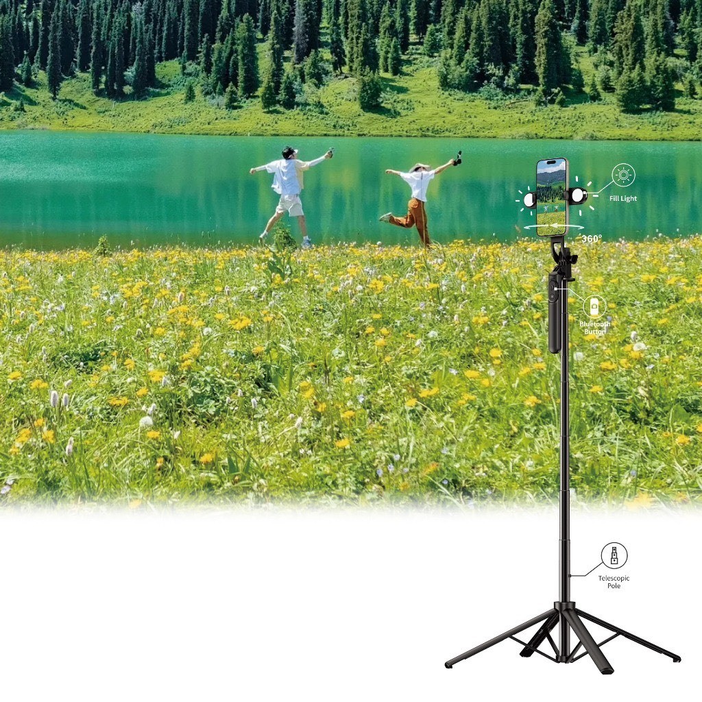 [Chính Hãng] Gậy Chụp Ảnh WIWU TRIPOD SELFIE STICK Wi-SE012 Bluetooth 5.3 Đèn LED Kèm Điều Khiển Hỗ Trợ Livestream,Video