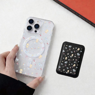 Ốp Ví Họa Tiết Gấu Hoa Xanh Có Chân Đế Tương Thích iPhone 11 12 Pro Max 12 13 14 15 Pro Max 14 Pro Max 15 Pro 16 Pro Max 17 17 Air 17 Pro Max Vỏ