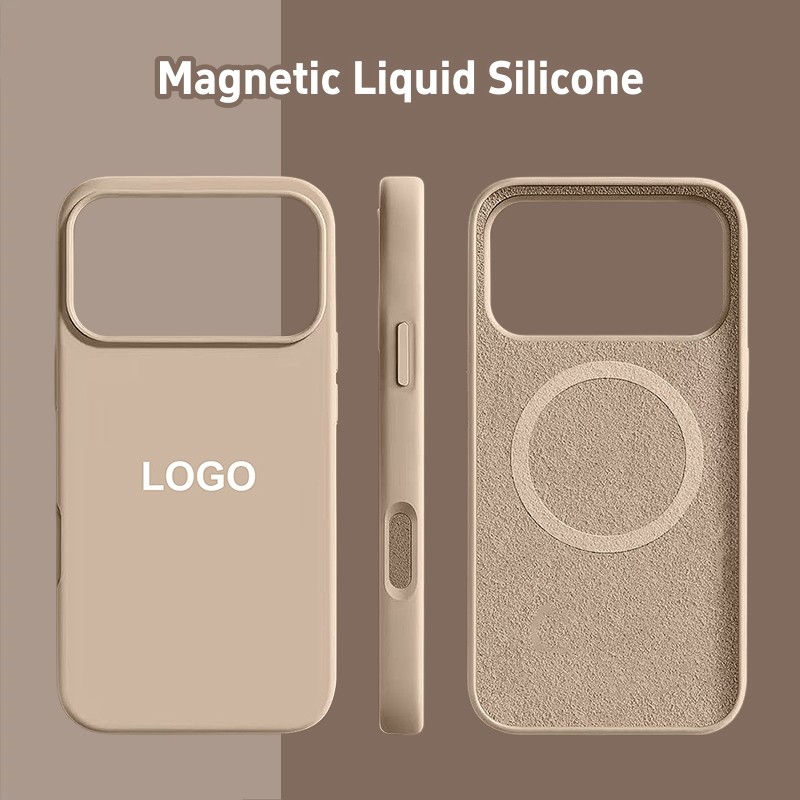 Ốp điện thoại silicon lỏng màu xám từ tính cho iPhone 17 Pro Max 17Air 16 Plus 15 14 13 Vỏ bảo vệ chống sốc