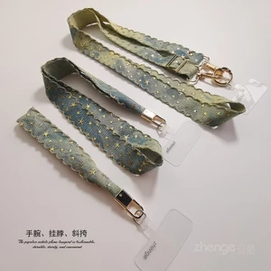 Ban Đầu Tay Denim Điện Thoại Di Động Dây Đeo Cổ Tay Ngắn Đeo Ngang Dài Treo Cổ Phong Cách Miếng Lót Kẹp Nhỏ Sling Đa Năng Ngoài Trời