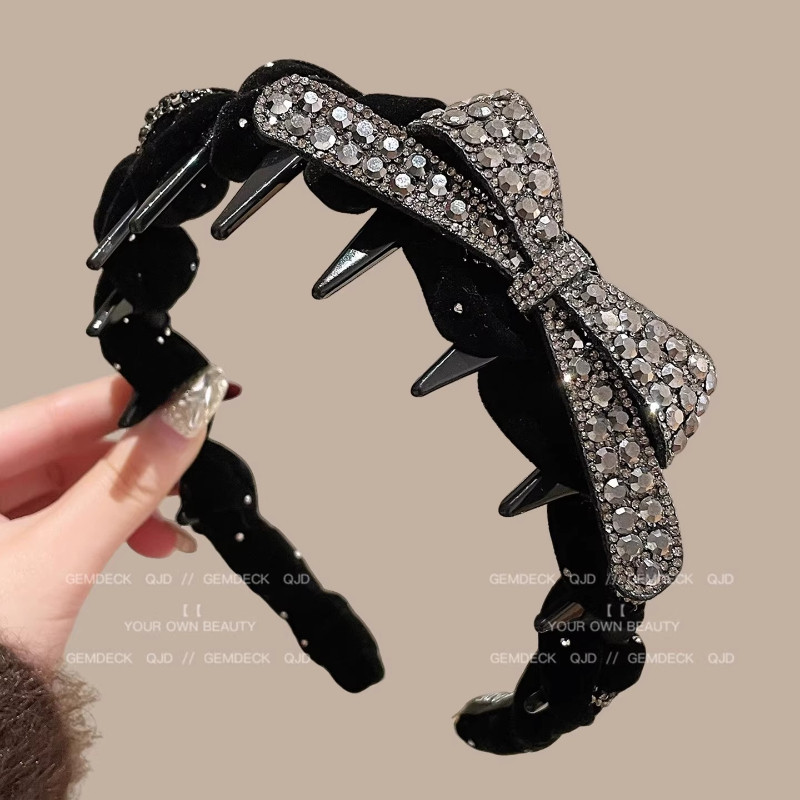 2026 Phong Cách Mới Nhẹ Sang Trọng Zircon Nơ Sóng Đầu Nữ Cao Đầu Lâu Đi Làm Sang Trọng Kẹp Tóc