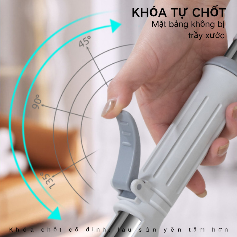 Cây Lau Nhà Tự Vắt 45cm Bàn Lau Lớn - Chổi Lau Nhà 3 Trong 1 (Lau Khô/Lau Ướt), Xoay 360°, Tiện Lợi, Đa Năng
