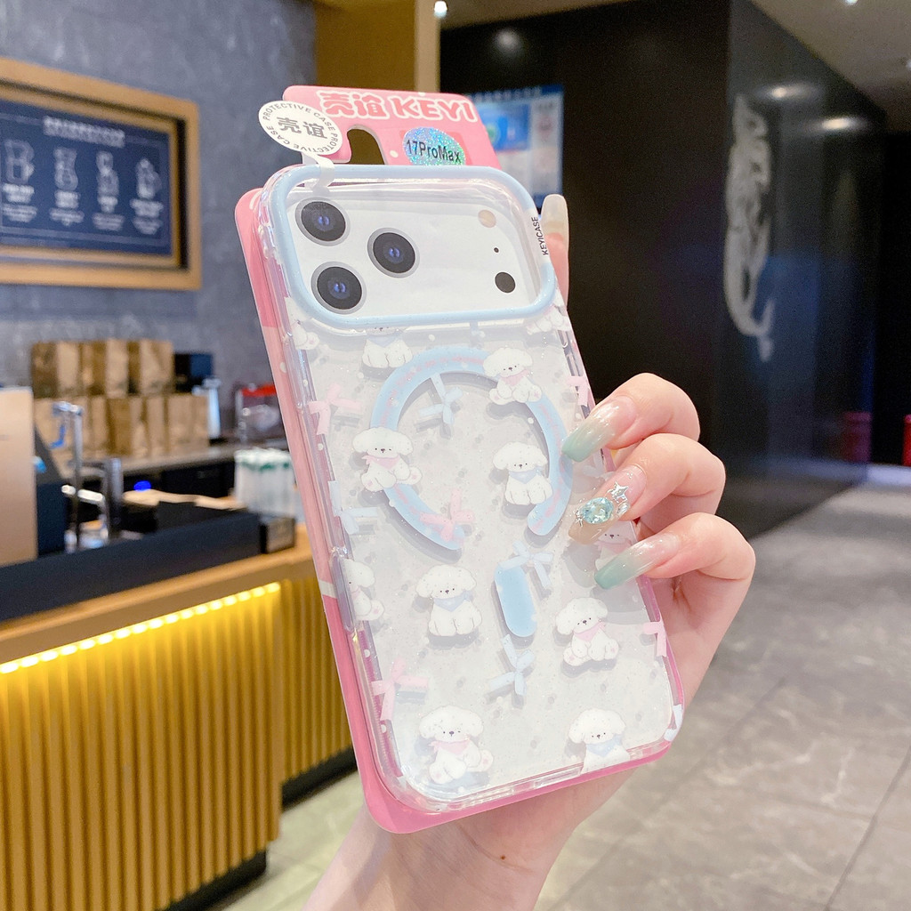 Bột hút từ tính mèo con Vỏ điện thoại Vỏ điện thoại cho IPhone 17 Pro Max 17 16 Pro Max 15 14 Vỏ điện thoại chống rơi B9RS