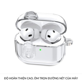 Ốp AirPods 4 TPU Trong Suốt  Chống Trầy Tặng Kèm Móc Khóa Hỗ Trợ Sạc Không Dây