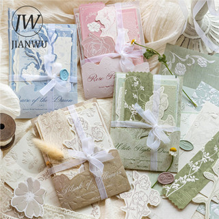 JIANWU Cầu Nguyện Hoa Dòng Vintage Thực Vật Cứu Trợ Phong Cảnh Chất Liệu Cắt Dán Memo Pad Sáng Tạo DIY Rác Tạp Chí Văn Phòng Phẩm