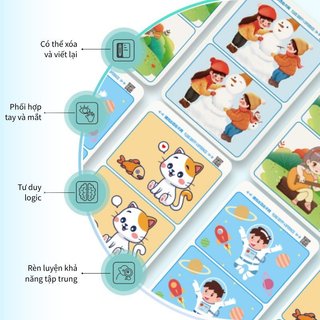 Bộ thẻ tìm điểm khác biệt – Viết xóa được, tái sử dụng nhiều lần – Kèm 4 bút + 4 gôm – Luyện quan sát, phát triển tư duy