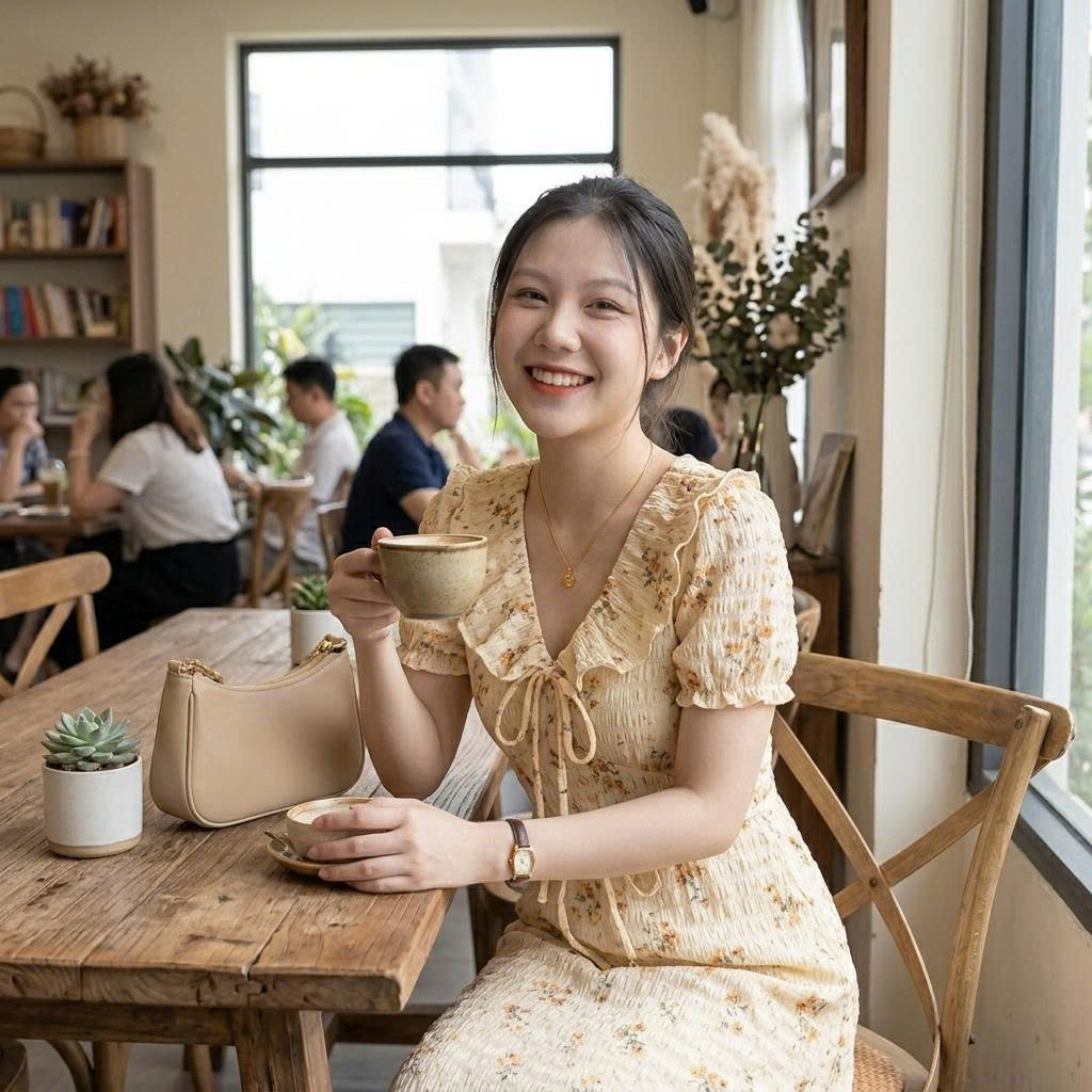 Váy hoa nhí dáng dài phối cổ bèo đi biển siêu xinh Linh Tây.Clothing - V001