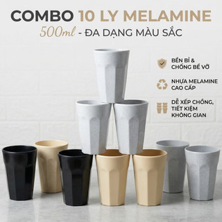 Combo 10 Ly Nhựa melamine size lớn 500ml (8.7cm x13cm) nhiều màu ly nhựa cứng, nhựa phip cao cấp - Phương Trang