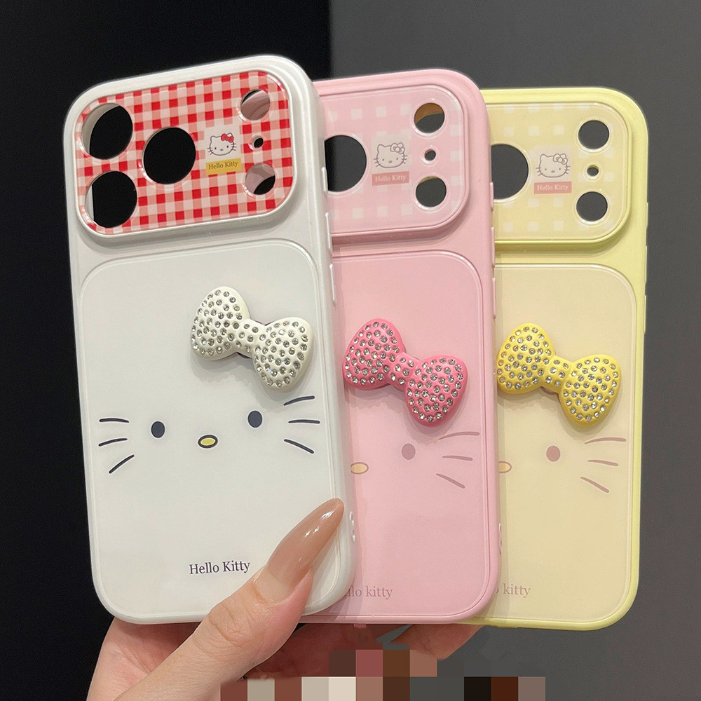 Ốp điện thoại Acrylic hình mèo nơ 3D cho iPhone 17 Pro Max 16 15 14 13 Vỏ bảo vệ chống sốc