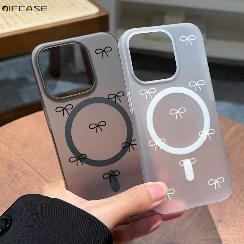 Dành Cho Samsung Galaxy A17 A16 A07 A06 A05 A05s A57 A56 A36 A26 A54 A37 A34 A55 A35 A25 A15 A14 M15 F15 Ốp Điện Thoại Từ Tính Thanh Lịch Đen Trắng Nơ Nơ Dễ Thương Vỏ Cứng