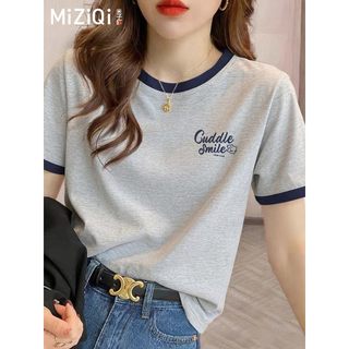 【Khuyến mãi】Áo thun ngắn tay bông chất lượng cao dành cho nữ, thiết kế cổ tròn dáng rộng, phù hợp mùa hè