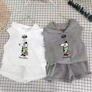 Bộ trang phục không tay trẻ em Bộ quần short hoạt hình mùa hè thoáng khí Quần áo hai mảnh thông thường