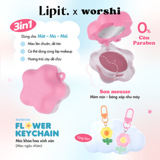 Son Kem Bùn Và Má Hồng 3in1 LIP IT X WORSHI CLOUDY LIP & CHEEK BARE MOUSSE 4.5G
