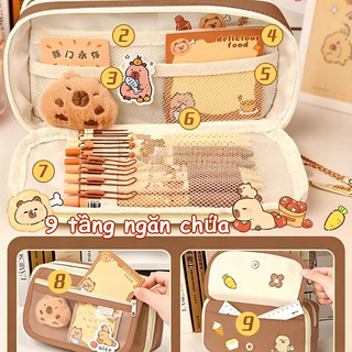 【BabyJoy】Túi đựng bút trong suốt Capybara dễ thương,dung tích lớn chống nước,Dùng để đựng văn phòng phẩm