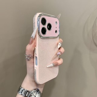Ốp điện thoại kim cương và hồng lấp lánh sang trọng cho iPhone 1716 15 14 13 Pro Max camera chống sốc chống rơi mặt sau cứng