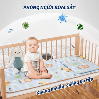 Chiếu Mây Điều Hòa Cho Bé Lụa Lạnh Cao Cấp, Thảm Làm Mát Thoáng Khí, Chống Nóng Lưng An Toàn Cho Trẻ