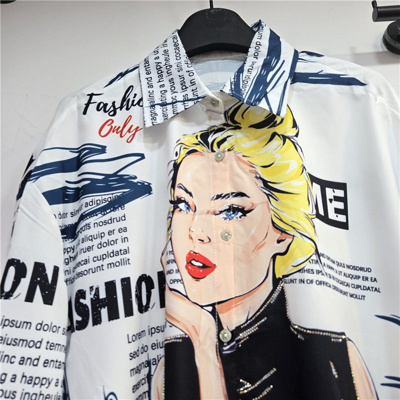 Áo Streetwear Công Nghiệp Nặng, In Chữ Nóng và Thiết Kế Kim Cương Nổi Bật Phù Hợp Mọi Vóc Dáng
