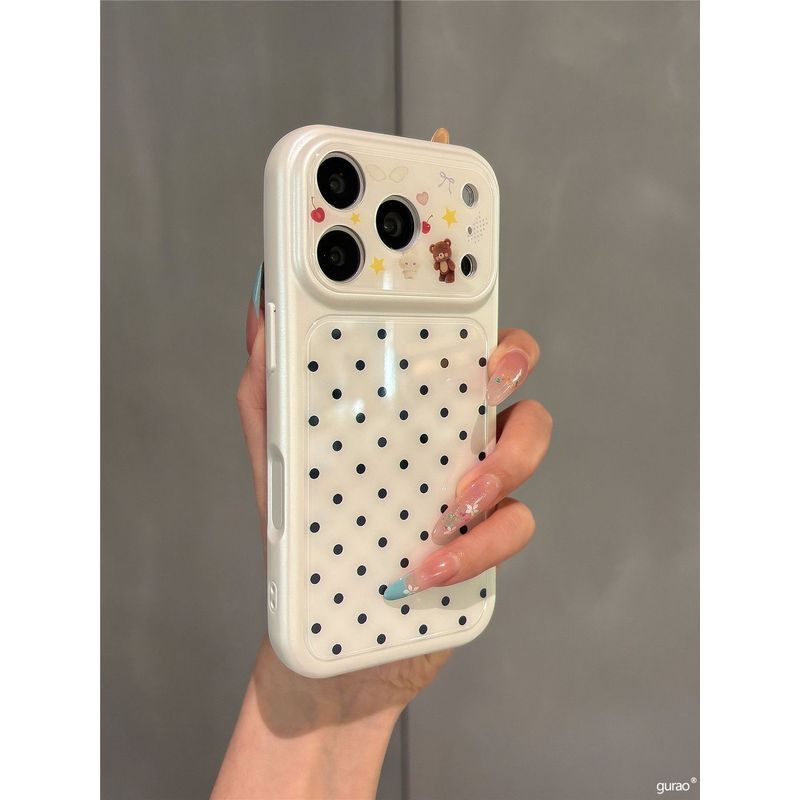 Ins Phim Hoạt Hình Chấm Bi Gấu Thích Hợp Cho Apple 17Pro Apple 16promax Vỏ Điện Thoại 15 Bao Gồm Tất Cả 14 / 13pro