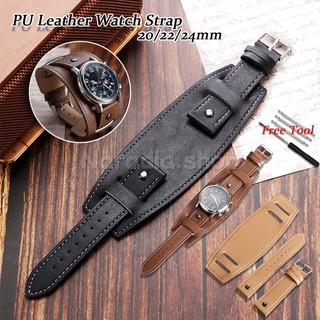Dây đeo đồng hồ bằng da PU 20 / 22 / 24mm có khay cho dây đeo đồng hồ quân sự Fossil Retro dành cho nam nữ thay thế