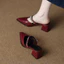 Giày Cao Gót Mũi Nhọn VN Vuông, Phong Cách Nữ, Phong Cách Chui Đầu, Size Lớn, Size 34-41