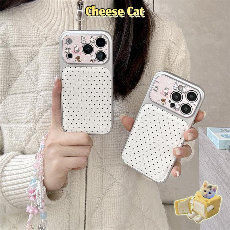 trở thành 17 Pro Max Thỏ Phong Cách Hàn Quốc Miff Ốp lưng iPhone bằng da cho iPhone 14 15 16 11 12 13 Pro Max XR Xs Max