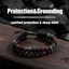 Vòng tay đính cườm đá quý Unisex - Dây Macrame hạt đen Garnet Labradorite - Bảo vệ tâm linh Tâm trí sắc bén