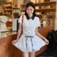 Đầm sơ mi trắng kiểu Pháp mùa hè, dáng eo thon gọn, phong cách ngọt ngào preppy