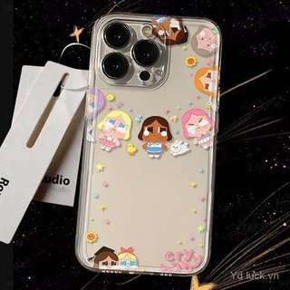 Ring Cartoon Girl Baby Vỏ bảo vệ trong suốt sáng tạo đơn giản Thích hợp cho iPhone 17promax / 16promax / 13 / 15pro / 12plus / 14 / 11pro / 14pro / 16plus / 15 / 17 / 14 Ốp điện thoại chống sốc