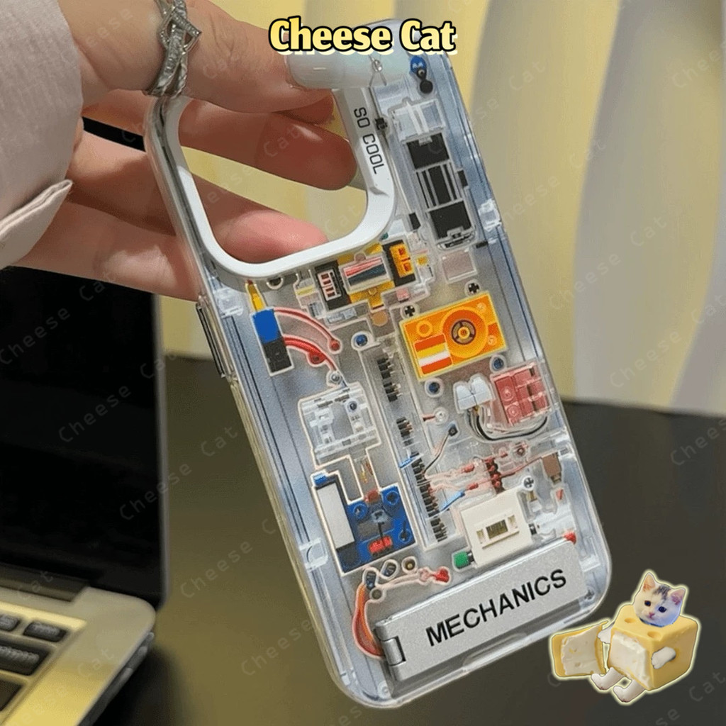 Ốp bảng mạch sáng tạo cho iPhone 15 14 12 11 16 17 Pro Max 16E Xs Max XR 7Plus Vỏ có giá đỡ kim loại