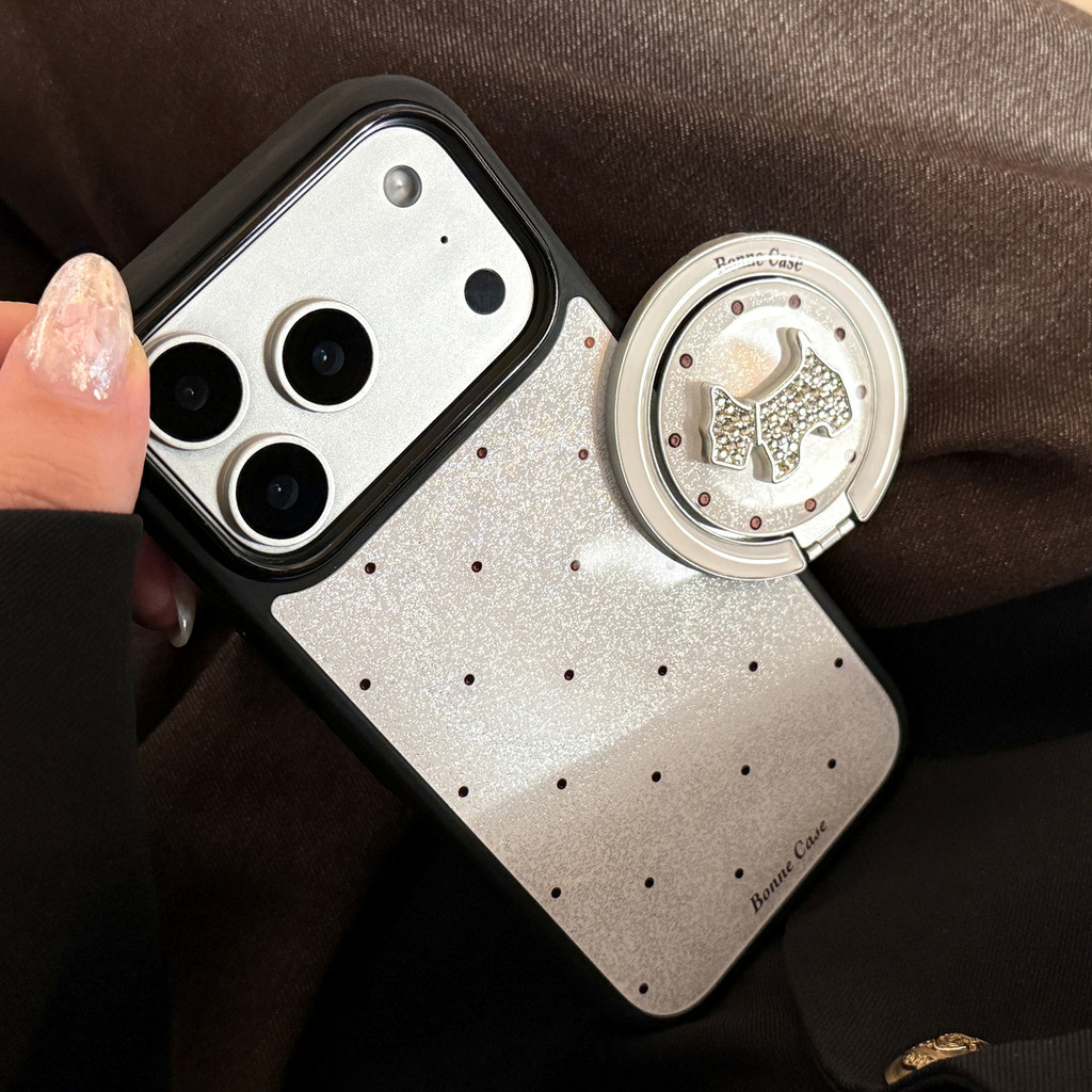 Họa tiết chú chó con chạm khắc kim cương phù hợp cho vỏ điện thoại Apple từ tính iPhone 17 Pro Max 17 16 15 14 13 12.
