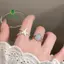 Nhẫn mở zircon xanh dương hình sao biển, phong cách đại dương đơn giản, xu hướng Y2K mới nhất - Bộ 2 cái