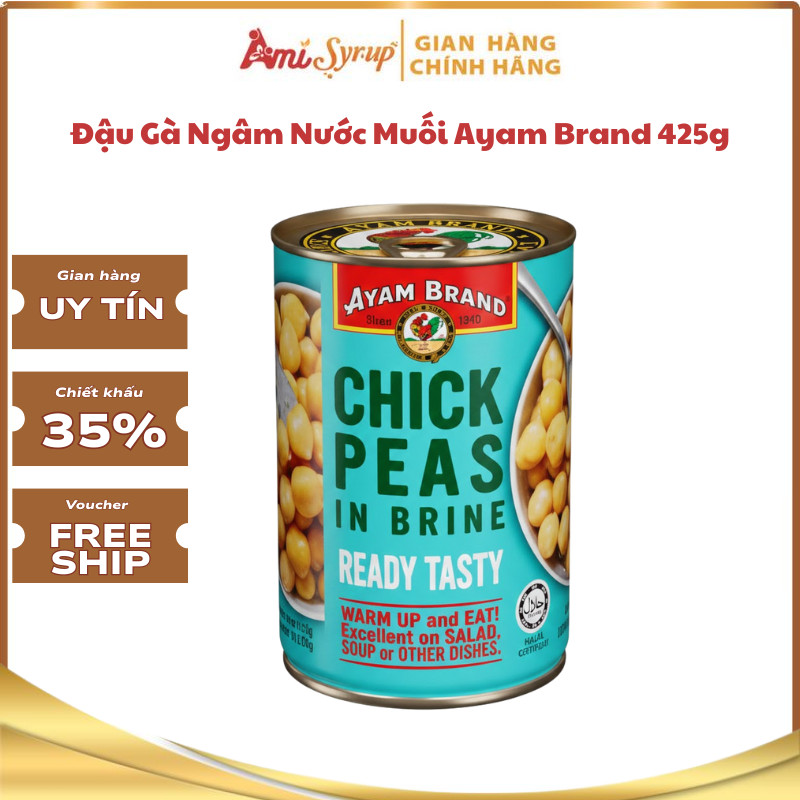 Đậu Gà Ngâm Nước Muối Ayam Brand 425g, Giàu protein, chất xơ, vitamin và khoáng chất