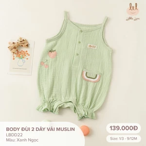 Bộ body đùi 2 dây vải muslin dành cho bé Lil Little Love (LBDD22)