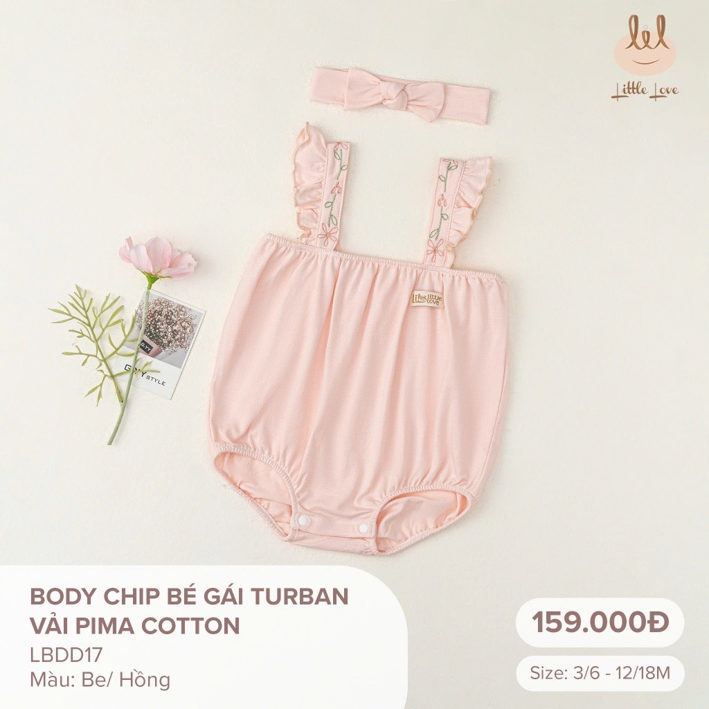 Bộ Body Chip Bé Gái Tuban Vải Pima Dành Cho Bé LBDD17