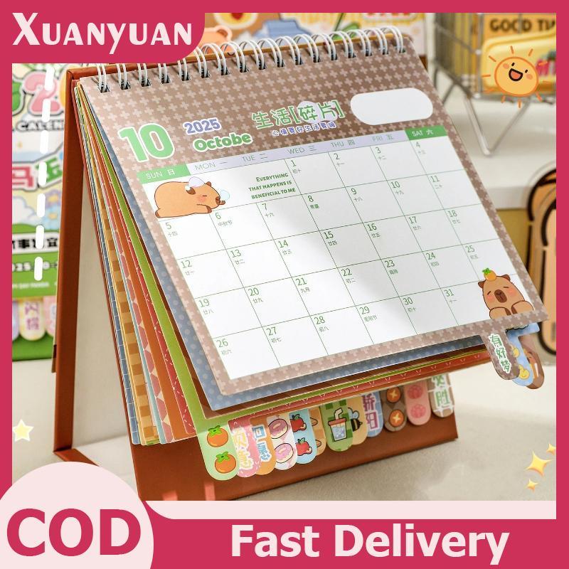 XUAN Di Động Cuộn Dây 2026 Lịch Để Bàn Capybara / Gấu Trúc Để Bàn Trang Trí Lịch Trình Lập Kế Hoạch Văn Phòng Đồ Dùng Học Tập VN